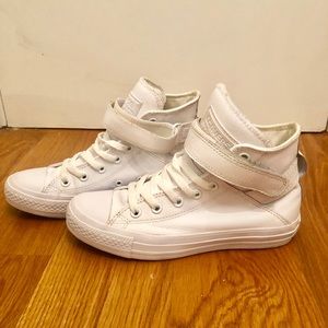 Converse Leather High Tops with Velcro Straps